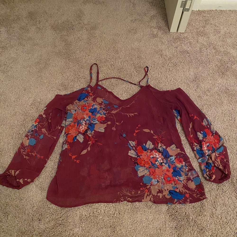 Charlotte Russe sheer cold shoulder blouse